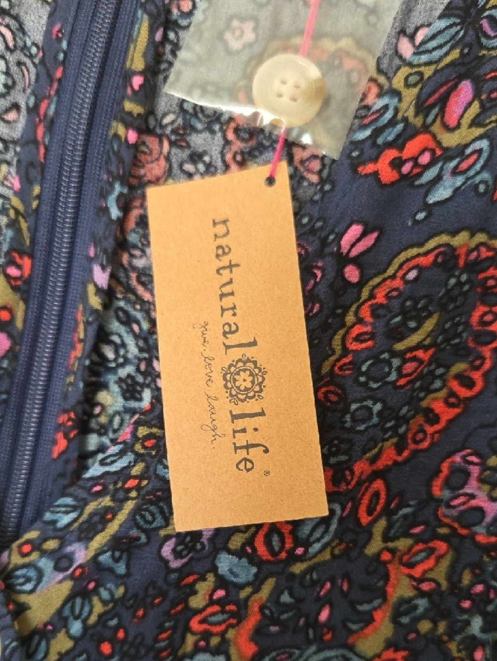 Natural Life Avery Retro Paisley Navy Wide-Leg Jumpsuit - Picture 2 of 4